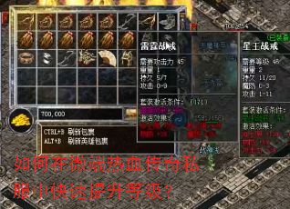 如何在微端热血传奇私服中快速提升等级? 如何在微端热血传奇私服中快速提升等级?