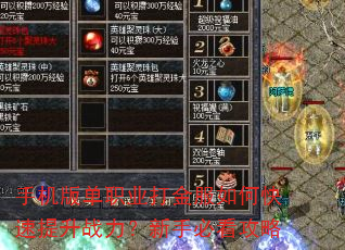 手机版单职业打金服如何快速提升战力?新手必看攻略 手机版单职业打金服如何快速提升战力?新手必看攻略