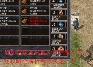 最新单职业私服如何下载?游戏攻略全解析带你快速上手 最新单职业私服如何下载?游戏攻略全解析带你快速上手